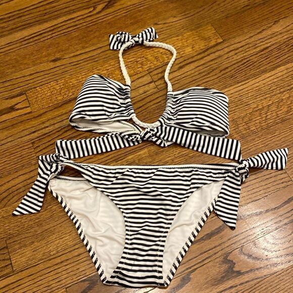 Eberjey Black White Rope Detail Bikini size small - Picture 1 of 4